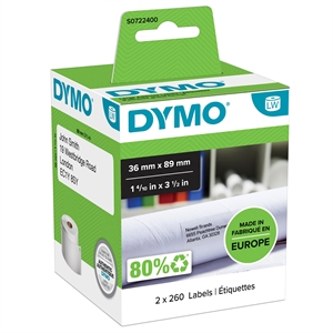 Dymo Label Adressering 36 x 89 permanent wit (2 x 260 stuks.