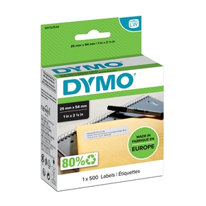 Dymo Label Return 25 x 54 permanente witte mm, 500 stuks.