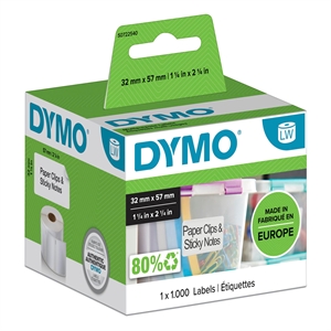 Dymo Label Multi 32 x 57 verwijderbare witte mm, 1000 stuks.