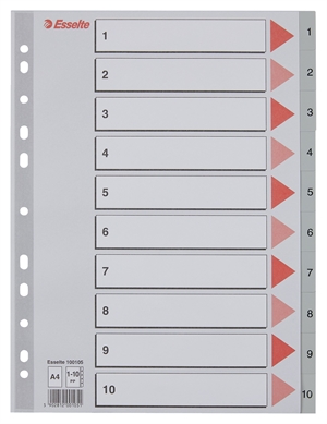 Esselte Register PP A4 1-10 grijs