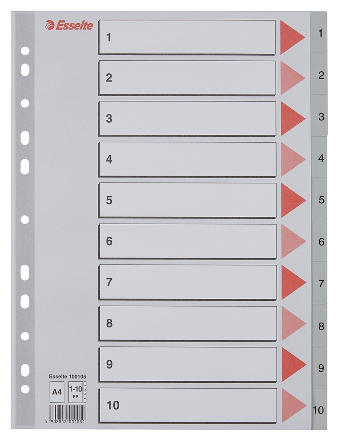 Esselte Register PP A4 1-10 grijs