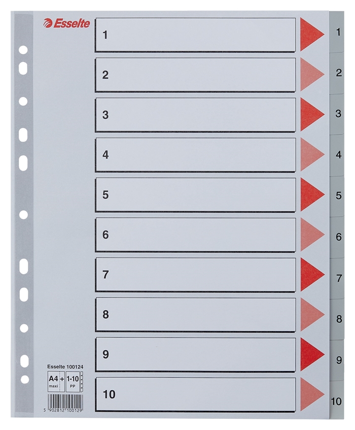 Esselte Register PP A4 maxi 1-10 grijs