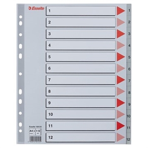 Esselte Register PP A4 maxi 1-12 grijs