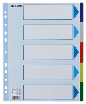 Esselte Tabbladen PP A4 maxi 5-delige gekleurde tabbladen