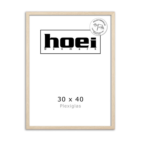 Eikenhouten lijst voor foto en posters 30 x 40-PLEXI cm
