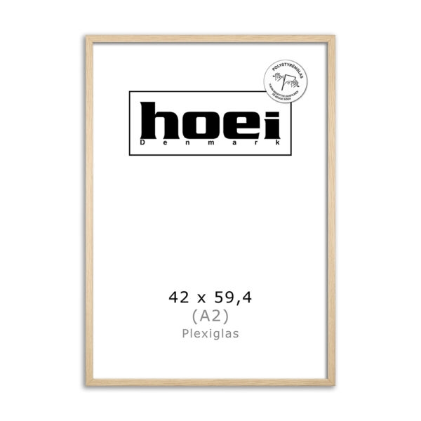 Eikenhouten lijst voor foto\'s en posters is 42 x 59,4 PLEXI cm (A2)