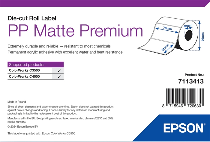 Epson PP Matte Label Premium, Uitgestanste labels, 76 x 51mm (535 labels)