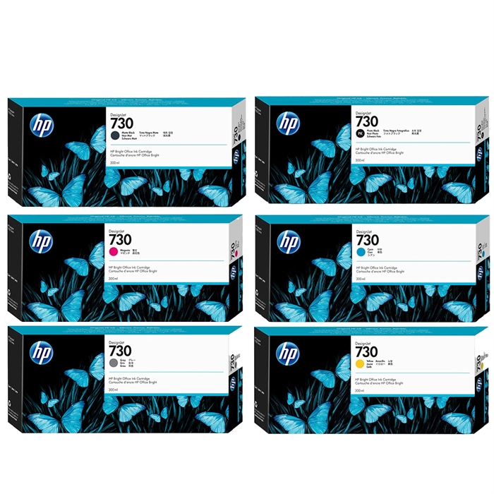 Volledige set inkt HP 730 inktinktpatroons voor HP Designjet