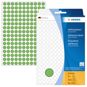 HERMA handmatig etiket ø8 groen mm, 5632 stuks.