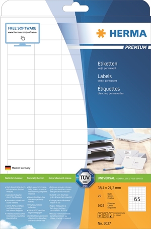 HERMA label Premium 38,1 x 21,2 mm, 1625 stuks.