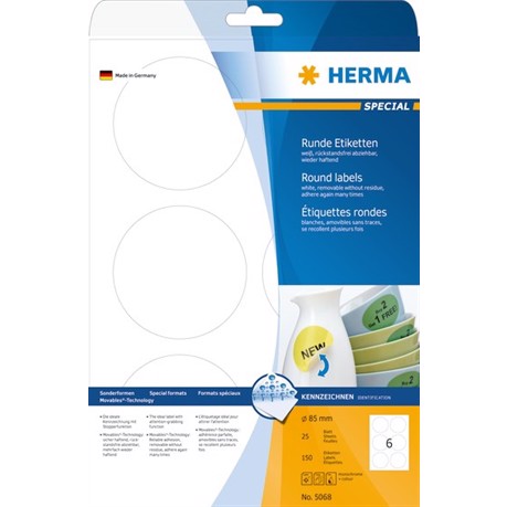 HERMA etiket verwijderbaar ø85 mm, 150 stuks.