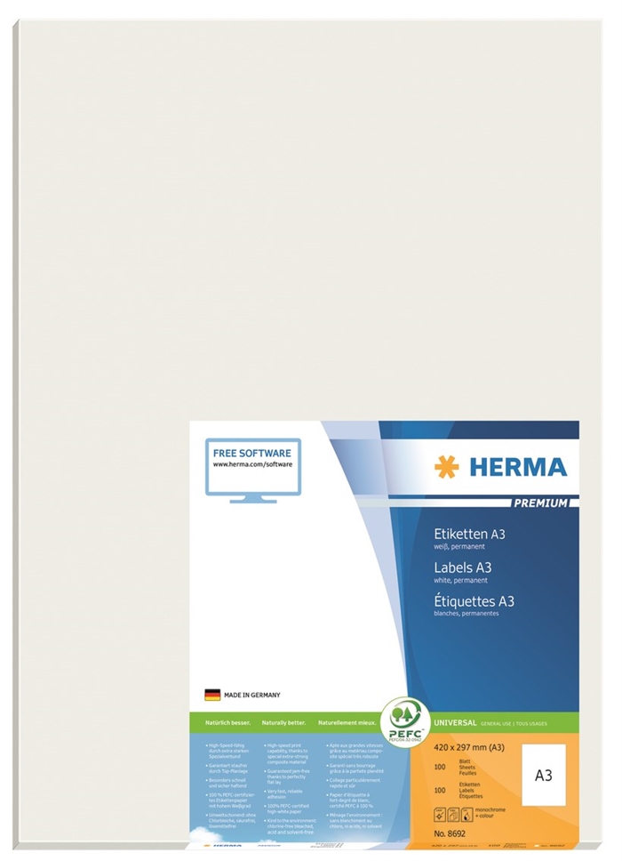 HERMA Premium A3-labels 100 stuks (420 x 297 mm)
