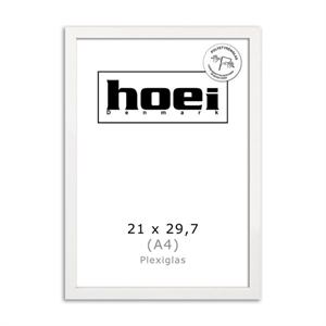 Witte houten lijst voor foto's en posters is 21 x 29,7 PLEXI cm (A4).