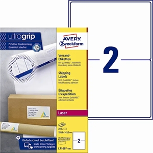 Avery L7168-100 Verzendlabels 199,6 x 143,5 mm QP+UG mm, 2 stuks.