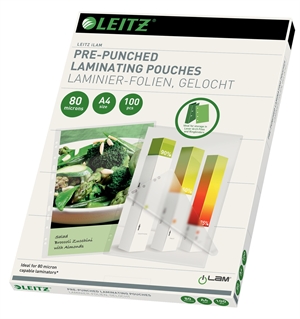Leitz Lamineerhoes met perforatie 80my A4 (100)