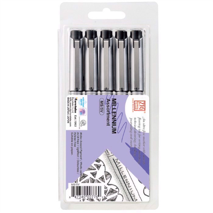 ZIG Millennium Pen assortiment, zwart (5)