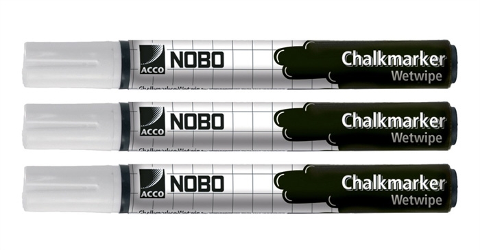 Nobo WB Marker Krijtmarker voor glazen whiteboard wit (3)