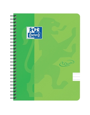 Oxford Touch notitieboek A5+ met gelinieerd papier, 70 vellen, 90g, groen.