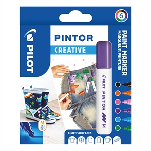 De tekst betekent: Pilot Marker Pintor Medium Creative 1,4 set (6)