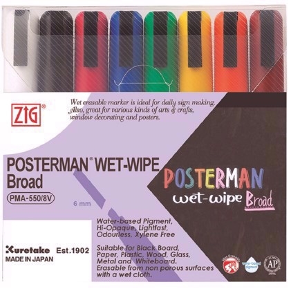 ZIG Marker Posterman wet-wipe 6mm 8 - set

ZIG Marker Posterman wet-wipe 6mm 8 - set