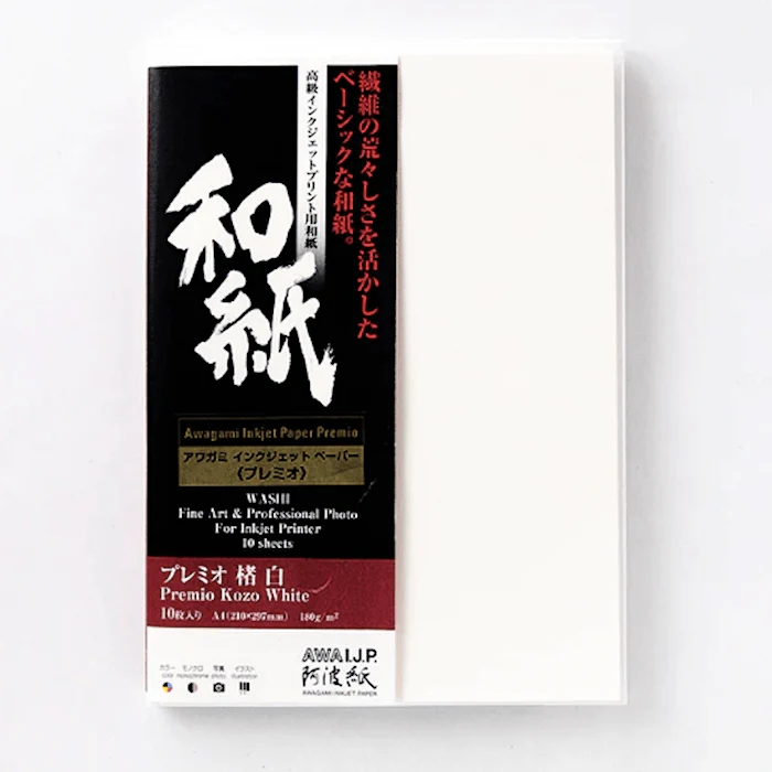 Awagami Premio Kozo White - 180 g/m², A1 10 vellen