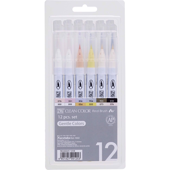 ZIG Clean Color Pensel Pen zachte kleuren 12-delige set