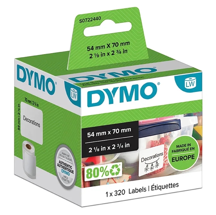 Dymo Label Multipurpose 54 x 70 permaan wit (320 stuks).