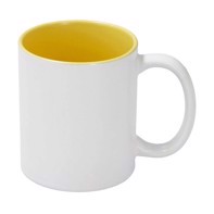 Sublimation Mug 11oz - inside Yellow & handle White Dishwasher & Microwave Safe