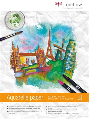 Tombow Aquarelblok 24x32cm 300g 15 vellen.