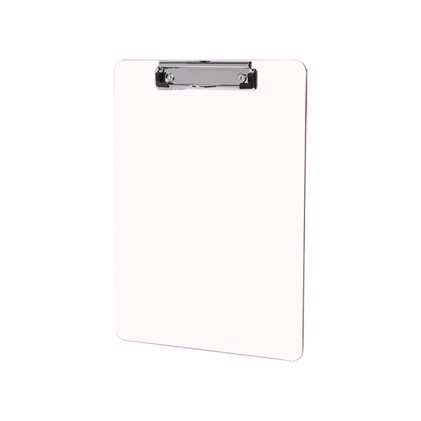 Unisub Clipboard with Flat Clip Gloss White Hardboard - 228,6 x 317,5 x 3,18 mm